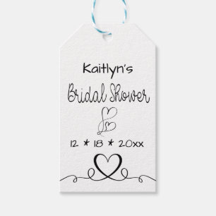 Black Bridal Shower Hearts Hearts Wedding Love Gift Tags