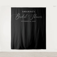 Black Bridal Shower Photo Backdrop. Modern Minimal