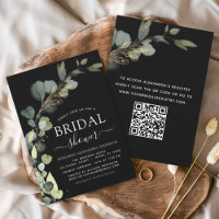 Black Bridal Shower QR Code Eucalyptus