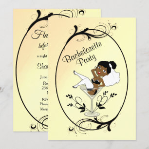 Black Bride Bachelorette Party Invitation