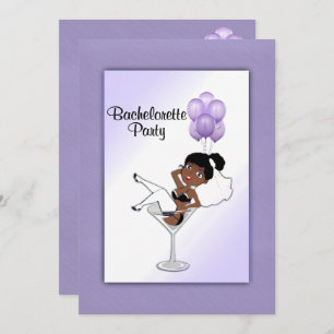 Black Bride Orchid Bachelorette Party Invitation