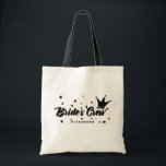 Black Bride's Crew Typography Crown and Stars Tote Bag<br><div class="desc">Who is in the bride's crew? Fun and festive bridal party tote bag featuring bold typography with crown and stars illustration. This bag will be a perfect gift to your bridesmaids, maid of honour, matron of honour, flower girls and other bridal party. Personalise by adding their names. Wear this during...</div>