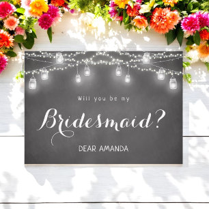 Black Bridesmaid Invitation Chalkboard 
