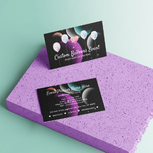 Black Bright Event Party Planner Decor Balloons Calling Card