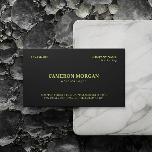 Black Bright Lime Green Basic Professional Business Card (Creator Uploaded)