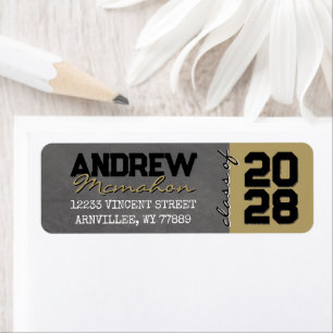 Black Bronze Chalkboard Graduation Return Address