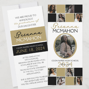 Black Bronze Gold 9 Photo Graduation Announcement