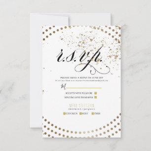 Black Bronze Modern Chic Wedding Reply RSVP Card