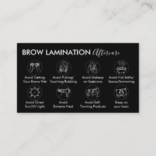 Black Brow Lamination Aftercare Advice Instruction Business Card