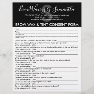 Black Brow Wax Tint Customer Consent Waiver Form Flyer