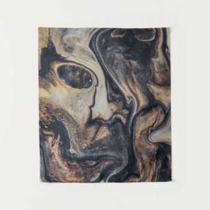 Black, brown, and gray abstract painting tapestry