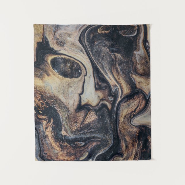 Black, brown, and gray abstract painting tapestry (Front)