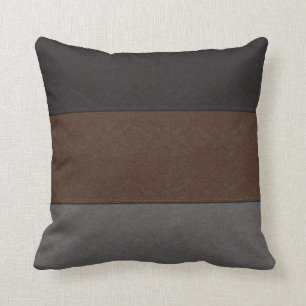 Black Brown and Grey Leather Look Cushion