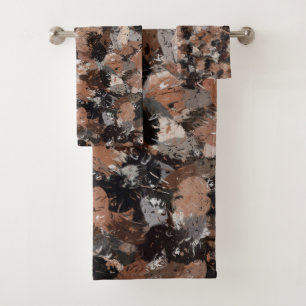 Black, Brown and Grey Paint Splatters Bath Towel Set