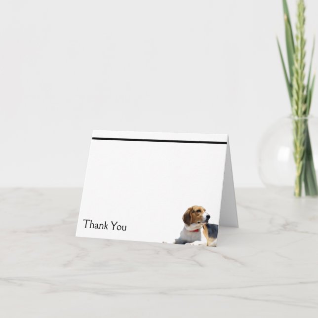 Black Brown and White Beagle Dog Note Card (Front)
