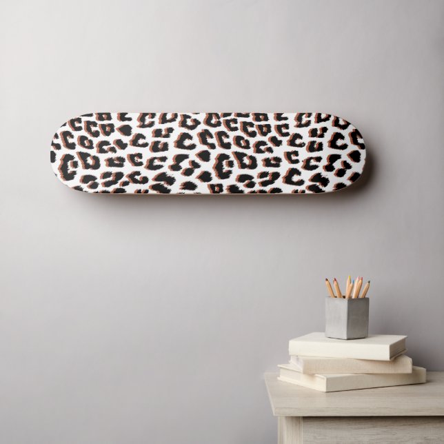 Black Brown and White Leopard Print  Skateboard (Wall Art (Horz))