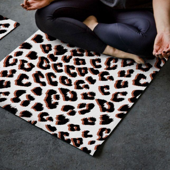 Black Brown and White Leopard Print  Yoga Mat (Creator Uploaded)