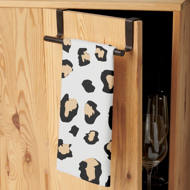 Black Brown Animal Skin leopard wild cat Tea Towel (Thirds Fold)
