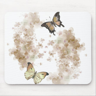 Black Brown butterflies with flowers Mouse Pad