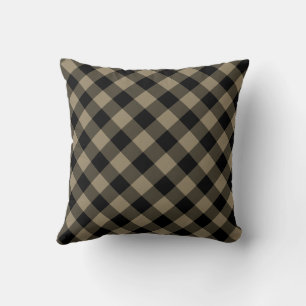 Black Brown Check Throw Pillow Vintage