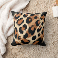 Black Brown Cream Painted Leopard Animal Print