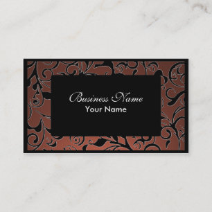 Black brown damask appointment business cards