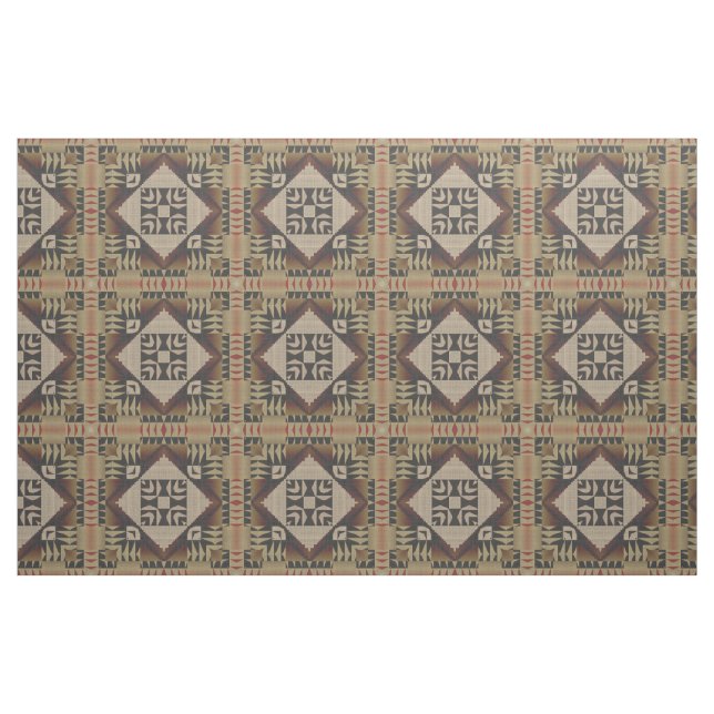 Black Brown Dark Red Taupe Beige Ethnic Look Fabric (Fat Quarter)