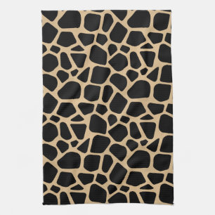 Black Brown Giraffe Print Tea Towel