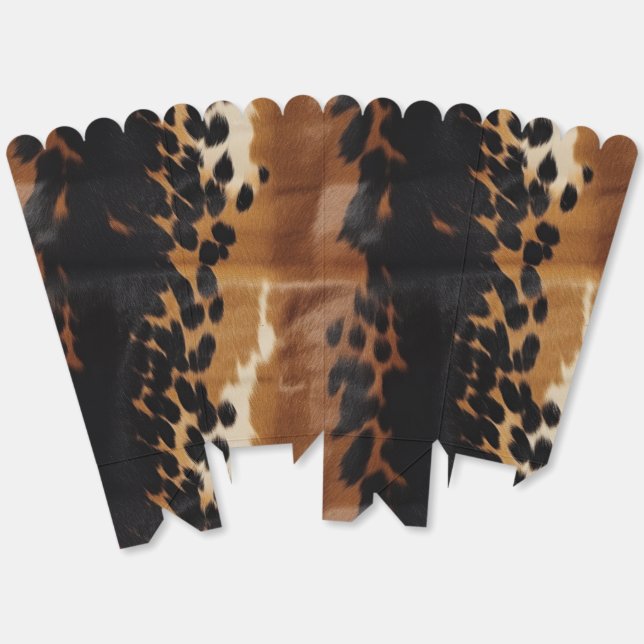 Black Brown Gold Cowhide  Favour Box (Unfolded)