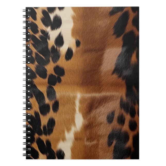 Black Brown Gold Cowhide  Notebook (Front)