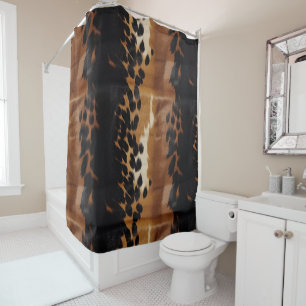 Black Brown Gold Cowhide  Shower Curtain