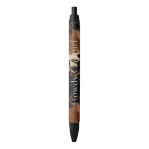 Black Brown Gold Cowhide Southwest Ink Pen