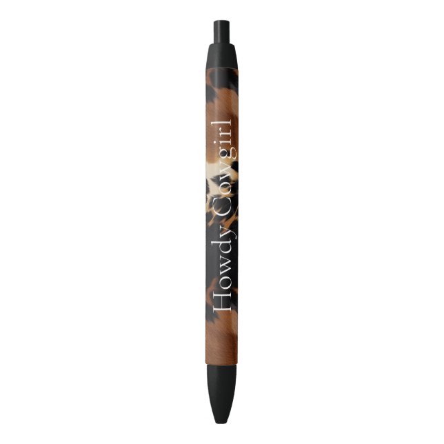 Black Brown Gold Cowhide Southwest  Ink Pen (Front Vertical)