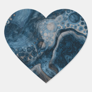Black, Brown, Grey and Blue Abstract Modern Heart Sticker