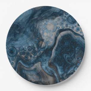 Black, Brown, Grey and Blue Abstract Modern   Paper Plate