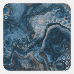Black, Brown, Grey and Blue Abstract Modern    Square Sticker