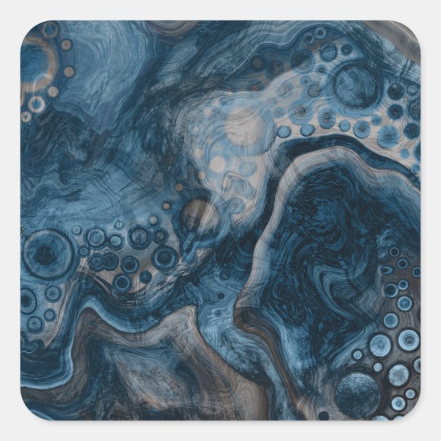 Black, Brown, Grey and Blue Abstract Modern    Square Sticker (Front)
