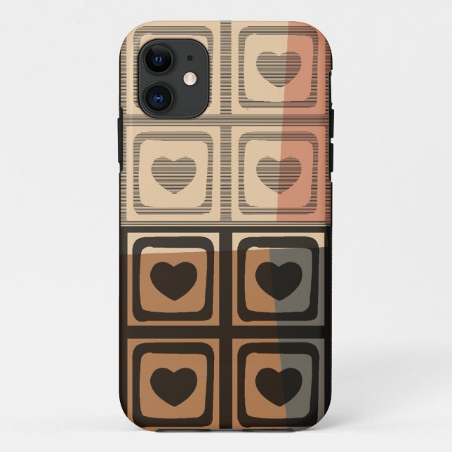 Black, brown, grey vintage hearts iphone case (Back)