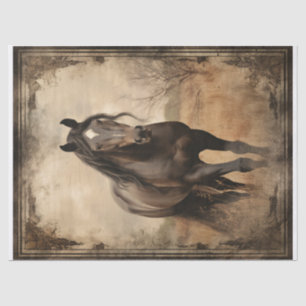 Black Brown Horse Decoupage Tissue Paper