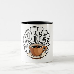 black brown illustration coffee mug