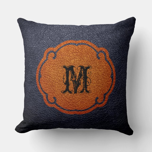 Black Brown Leather Cushion (Front)