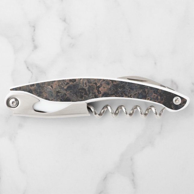 Black Brown Marble Pattern Elegant Corkscrew (Front)