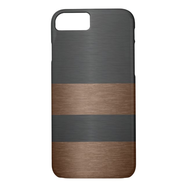 Black & Brown Metallic Brushed AluminumTexture Case-Mate iPhone Case (Back)