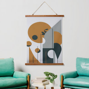 Black Brown Minimalist Abstract Landscape Hanging Tapestry