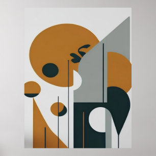 Black Brown Minimalist Abstract Landscape Poster