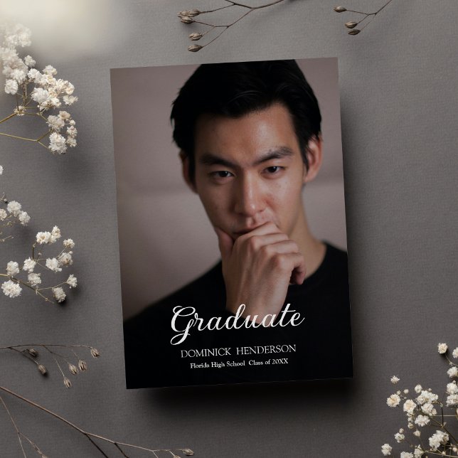 Black Brown Photo Graduation Party Invitation (Black Brown Photo Graduation Party )