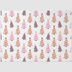 Black Brown Pink Christmas Trees White Christmas Tissue Paper
