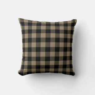 Black & Brown Plaid Checked - Vintage Cushion