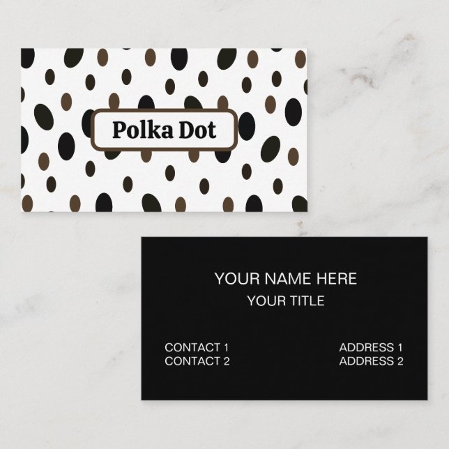 Black Brown Polka Dot Business Card (Front/Back)