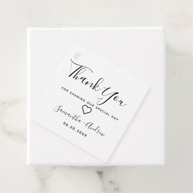 black brown rustic kraft thank you wedding favour tags (In Situ)